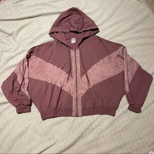 WOMEN'S PINK VICTORIA'S SECRET CROPPED ZIP UP JACKET